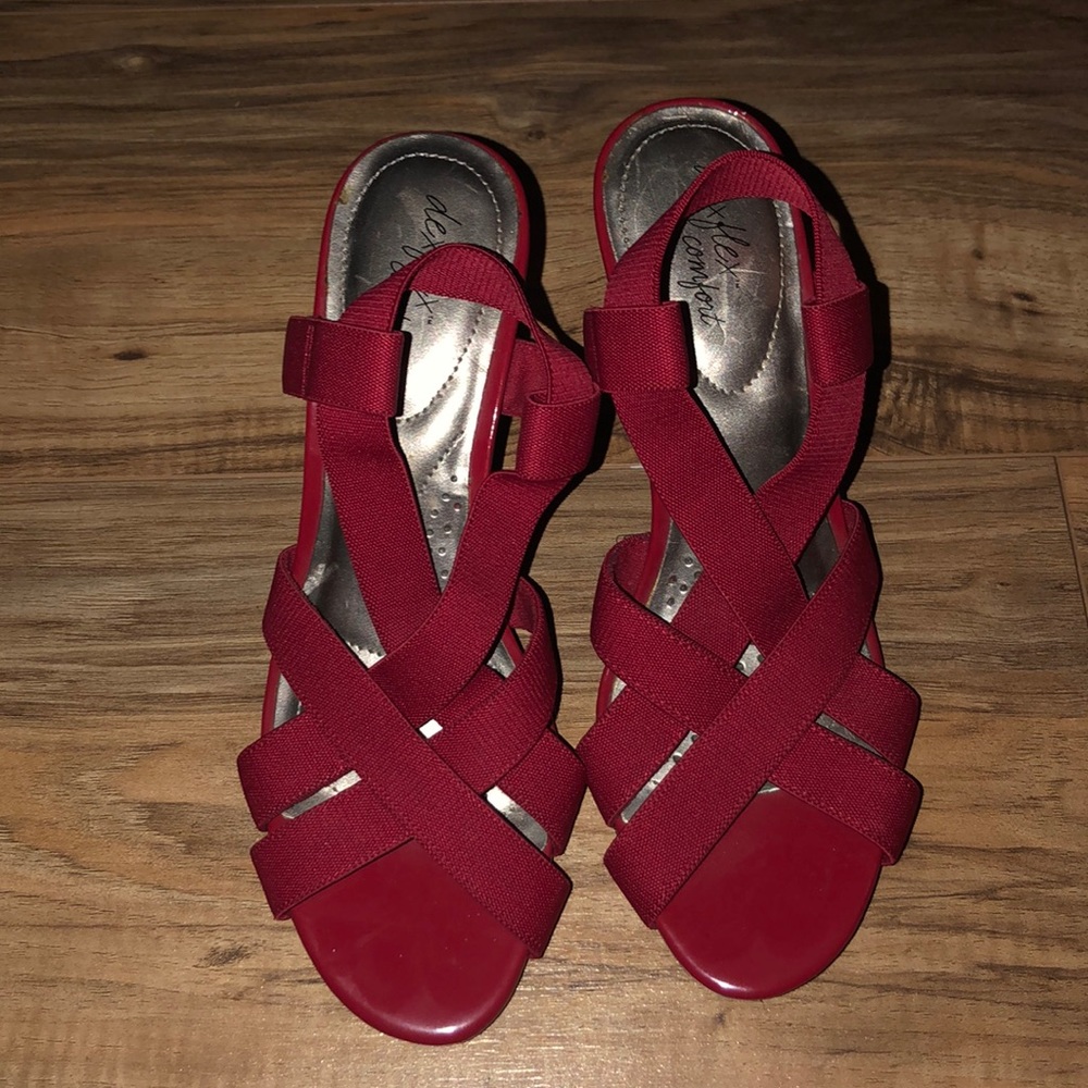 Red strappy heels!